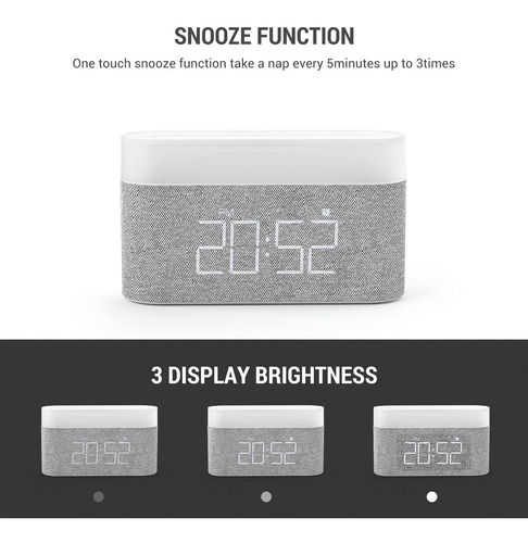 Imagen 4 de 5 de Reloj Despertador Digital Con Lampara De Noche Led Cargador