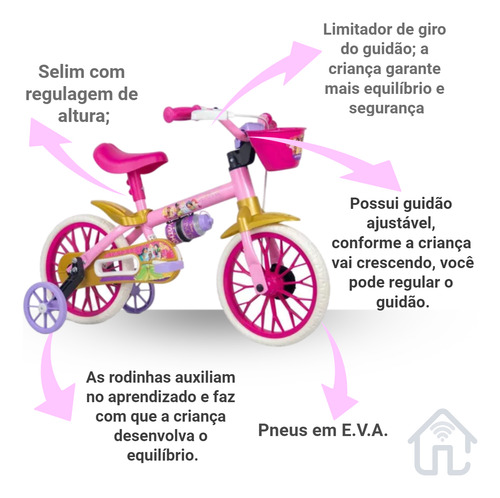 Bicicleta Princesas Disney E Capacete Infantil Nathor Aro 12