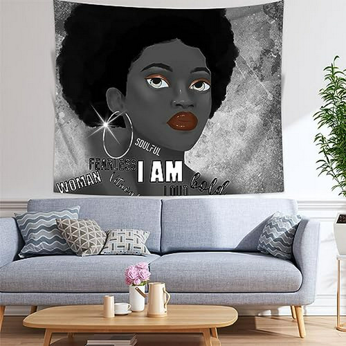 Tapestry Mujer Negra  Arte Para Dormitorio 60x50 In