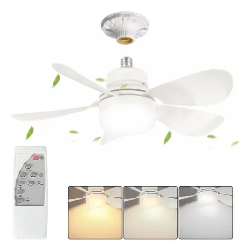 Ventilador De Teto Com Lâmpada E Controle Remoto E27 42 Cm B