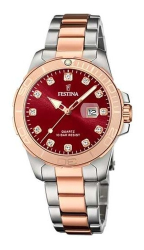 Reloj Festina F20505 Dama Acero Combinado Calendario Clasico