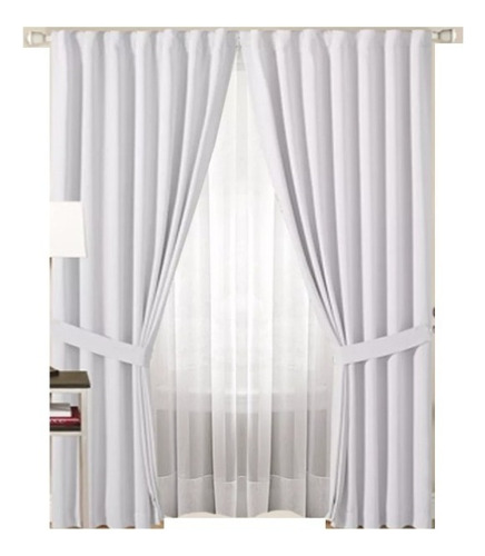 Pack Completo Cortinas Blackout + Voile 4 Paños