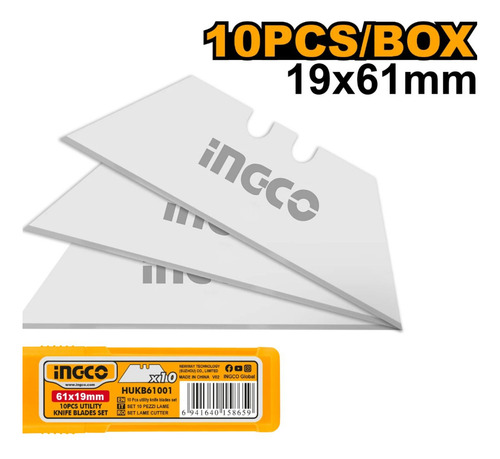 Lamina De Estilete Trapezoidal 10 Peças 19mm Hukb61001 Ingco