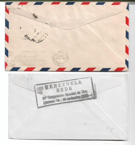 Imagen 2 de 2 de Bellos Sobres Circulado Estampillas Escudo De Venezuela 1952