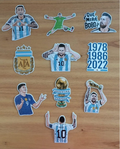 Pack 10 Stickers Messi Mundial Argentina Campeón