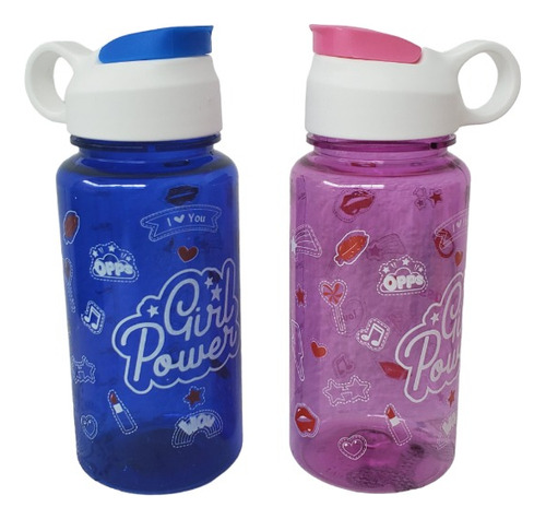 Botella Girl Power Con Tapa Flip Top 500 Cc Pack X 2 Un