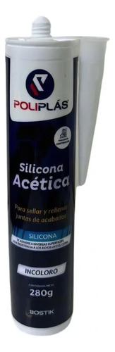Sellador Silicona Acetica Incolora Cartucho 280g Fungicida