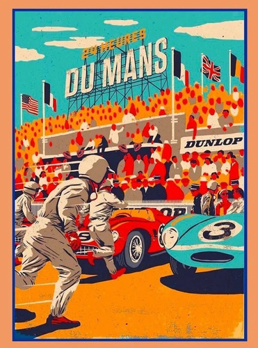 Poster Vintage - Le Mans 1954 Gp 30x40cm Plastificado