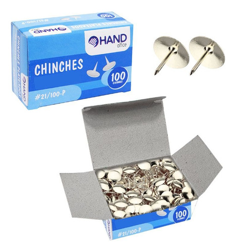 Pack 100 Uds Chinches Metalicos / Push Pin Para Pizarras