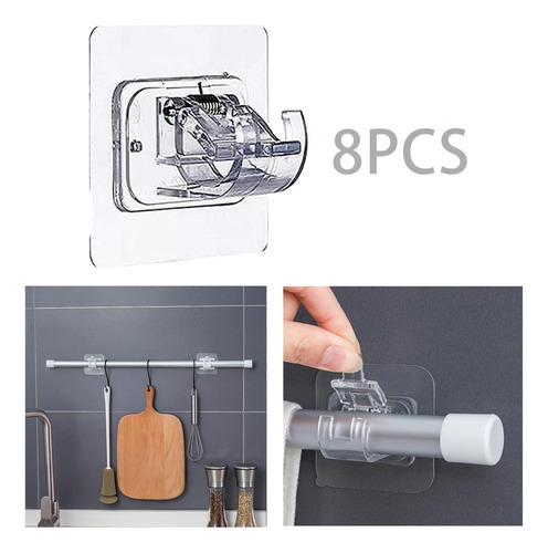 2 Paquete De 8 Soportes Adhesivos Para Barra De Transparente
