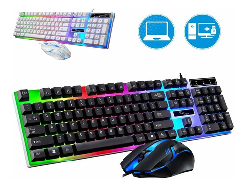 Kit Teclado Mouse Gamer Luz Rgb Iluminado Led Usb