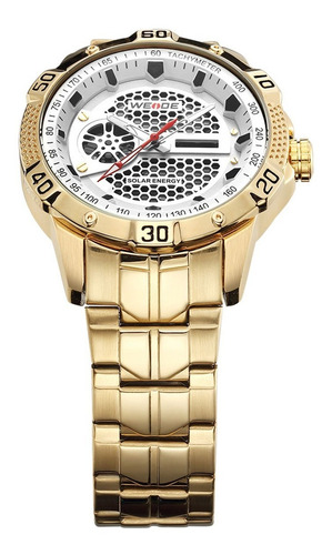 Relógio Masculino Energia Solar Weide Dourado Se0707g-1c