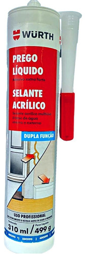 Prego Liquido Adesivo Selante Extra Forte 310ml Wurth Comprimento 1 " Diâmetro nominal 1