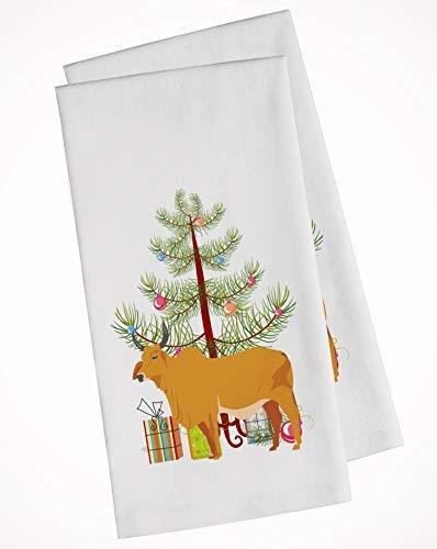Zebu Indicine Cow Christmas White Kitchen Towel Set Of 2