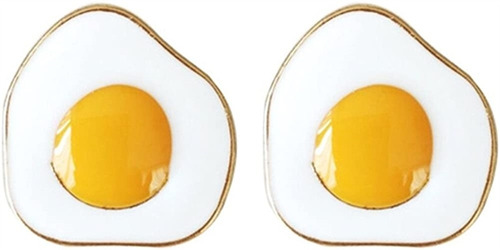 Aretes De Tuerca Chapados En Oro Con Diseño De Huevos Fritos