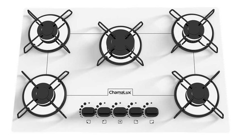 Fogão cooktop gás Chamalux cooktop 5 bocas ultra chama branco 110V/220V