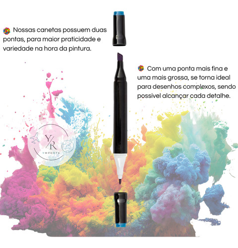 Marcador Conjunto Canetas 120 Cores Permanente Ponta Dupla - Ymports