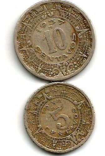 Las Raras Calendario Azteca 10 Cvs 1937 Y 5 Cvs 1938 Usadas