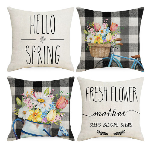 4 Fundas De Almohada De Flores