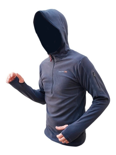 Buzo Micropolar Capucha Cuello Termico Hombre Polar Running