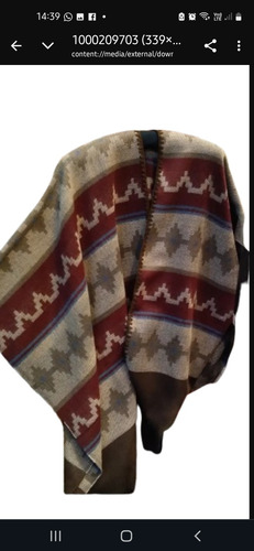 Ruana, Poncho De Alpaca Color Marron . Tuyunti Artesanias.