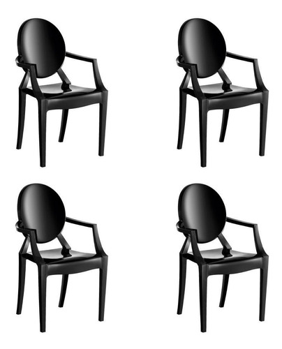 Cadeira de jantar Kappesberg Wind Plus, estrutura de cor  preto, 4 unidades