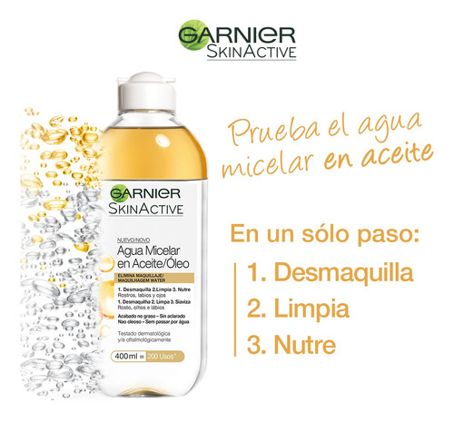 Imagen 3 de 6 de Agua Micelar Desmaquillante Garnier 400ml