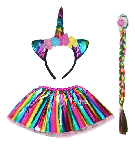 Disfraz De Unicornio Para Niñas Kit Diadema Turu Y Trenza 