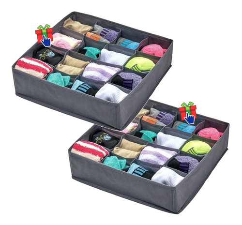 Imagen 2 de 5 de Set X 2 Organizador Ropa Interior 16 Espacios Cajón 36x28cm
