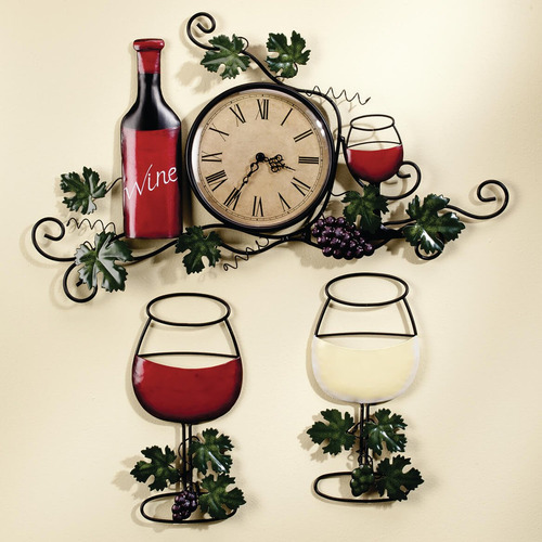 Fox Valley Traders Reloj De Pared De Vino, Número Romano, Esfera De Reloj De 6 ¼ De Diámetro, Decoración De Pared, Verde, Talla Única