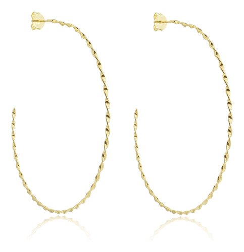 Brinco Argola Torcida Grande Banhado A Ouro 18k