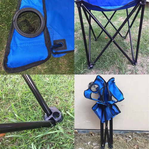 Silla Director Camping Apoyabrazo Porta Vaso Bolso Azul Iael
