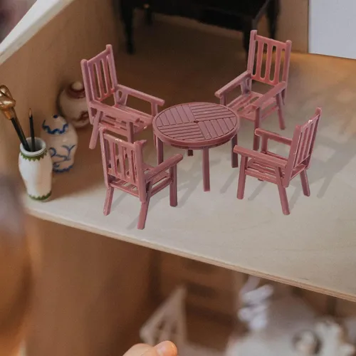 Set De Mesa Y 4 Sillas De Madera Para Casa De Muñecas – Escala 1:12 – Muebles En Miniatura – Regalo Para Coleccionistas Y Niños