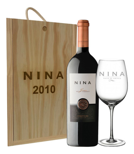 Vino Nina Gran Petit Verdot 2010 C/ Estuche Madera Y Copa --