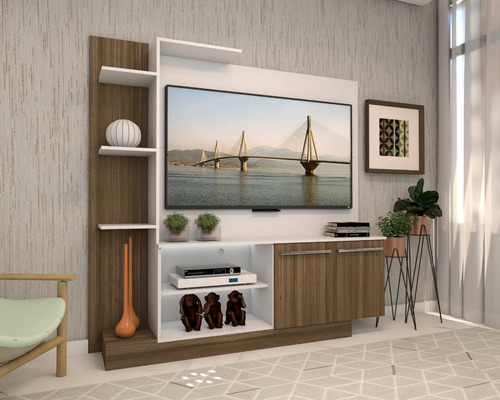Estante Rack Tv Verona Blanco Café - Be Design