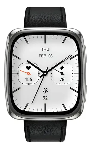 Smartwatch Amazfit Active 2 Premium Gps Vidro Safira Square Preto Couro Preto Preto