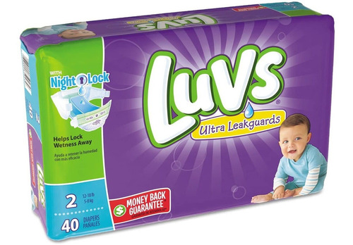 Pañales Luvs Ultra Leakguards Tamaño 2, 40 Unidades, Paque