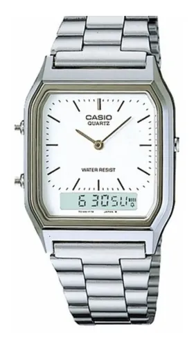 Relógio Digital Casio Vintage AQ-230 Prateado p/ Homem e Mulher