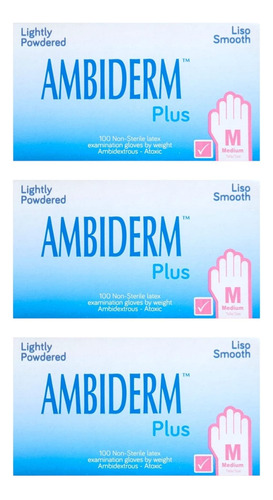 Pack 3 Cajas De Guantes Ambiderm Plus Color: Rosa Talla: M