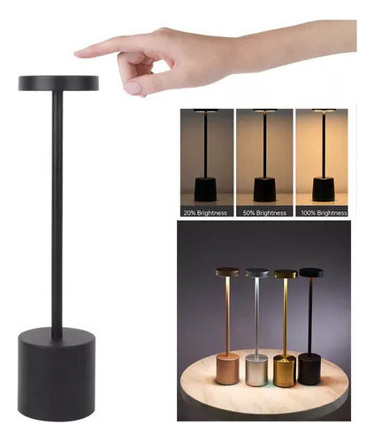 Lámpara de mesa inalámbrica recargable para restaurante moderno, color del marco: negro