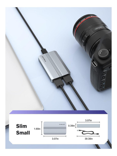 Tarjeta De Captura De Video Lemorele Usb C A Doble Hdmi 4k A