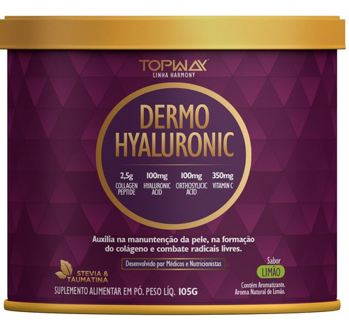 Dermo Hyaluronic 105g - Topway - Colágeno Ácido Hialurônico Sabor Limão