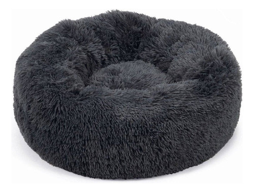 Cucha Cama Colchon Puff Plush Mascota Antiestress 60cm Atrix Color Gris Oscuro