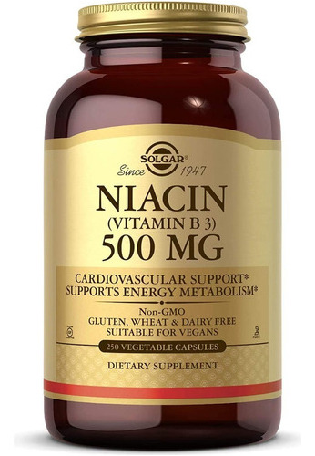 Niacina Vitamina B3 500 Mg Solgar Cardiovascular 250 Cap