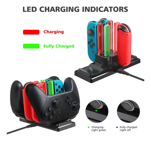 Cargador X 4 Para Joy-con Dock De Nintendo Switch Iplay