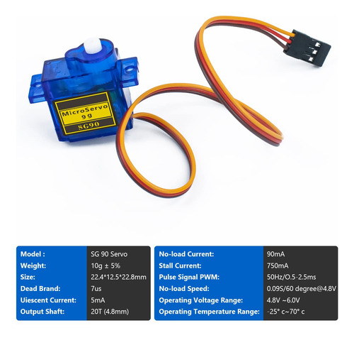 Hosyond 10 Pack Servo Motors Sg90 9g Micro Servo Para Rc Rob