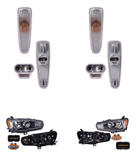 Kit 2 Faros Y 2 Cuartos Lancer 2008-2015 Depo