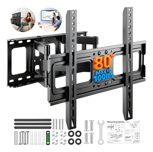 Soporte Base Tv Brazo Para 32-80 Pulgadas Pantallas Tv Monitor Beaowink, Soporte De Pared Con Brazos Articulados Dobles, Giratorio, Inclinable Y Extensible Para Televisor