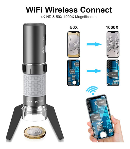 Microscopio Digital Wifi 4k 3840x2160p Para iPhone Androi...
