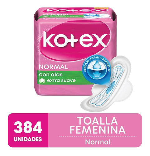 Kotex Toallas Femeninas Normal Con Alas Caja 24 Packs X 16u 